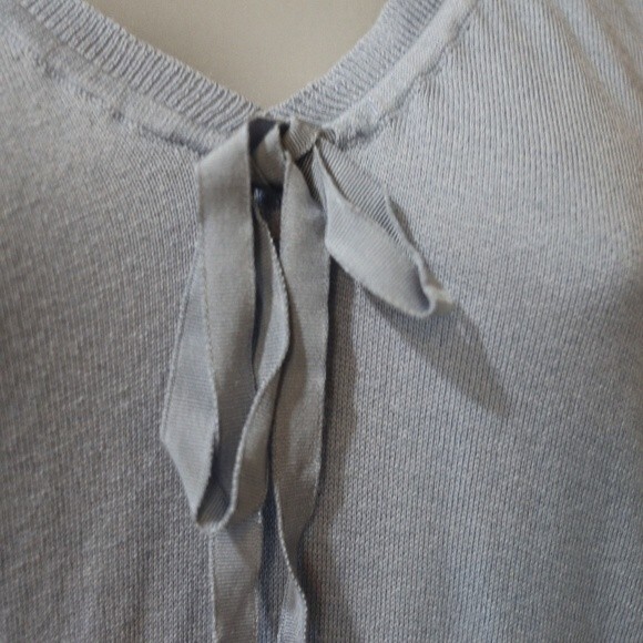 Talbots Baby Blue Tie Front Top NWT LG Cotton Blend Feminine Classic Knit Blouse - Picture 4 of 11